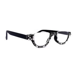 Half Moon, (Bling) Woman Reading Glasses Adorned W (Hematite, Clear, Black Diamond)  Genuine European Crystals  +1.25..+4, NY Fifth Avenue