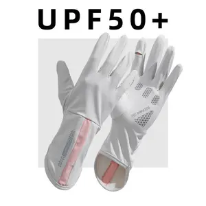 UPF50+ Thin-sleeved Sun Protection Gloves for Women Summer UV Protection Hand Cover for Touch Screens Ice-silk Fingerless Gloves