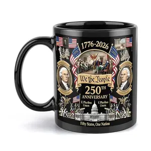 America 250th Anniversary Commemorative Coffee 11oz & 15oz Mug, We The People 1776-2026 Patriotic Ceramic Cup, USA Semiquincentennial Celebration Gift, Fifty States One Nation Coffee Mug