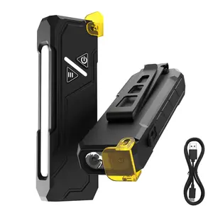 EDC Flashlight – Dual 10W XPL LED + 9 RGB Side Lights, White/Purple Main Beam, USB-C Rechargeable, Magnetic Clip Waterproof Torch