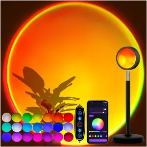 Sunset Lamp Projector with APP Control - 21 Color Changing LED Sunset Light, 180? Adjustable for Photography, Bedroom Decor, Party, Wedding, Mood Lighting