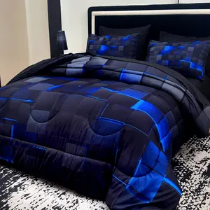 3/6/7-piece Quilt Set  (without pillow cores) Warm red and black patterned quilt bedding, without bed sheets and bed caps