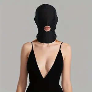Black full-face mask - Full coverage of the balacala cap, with adjustable buckle closure, breathable and snugly fit - suitable for role-playing, Halloween, masquerade balls, Parties, and all year round - unisex mask (no neck/shoulder coverage)
