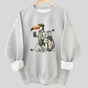 Funny Irish Toucan Golfer Sweatshirt – St Patrick’s Day Graphic Crewneck, Golf Lover Gift, Cozy Unisex Pullover