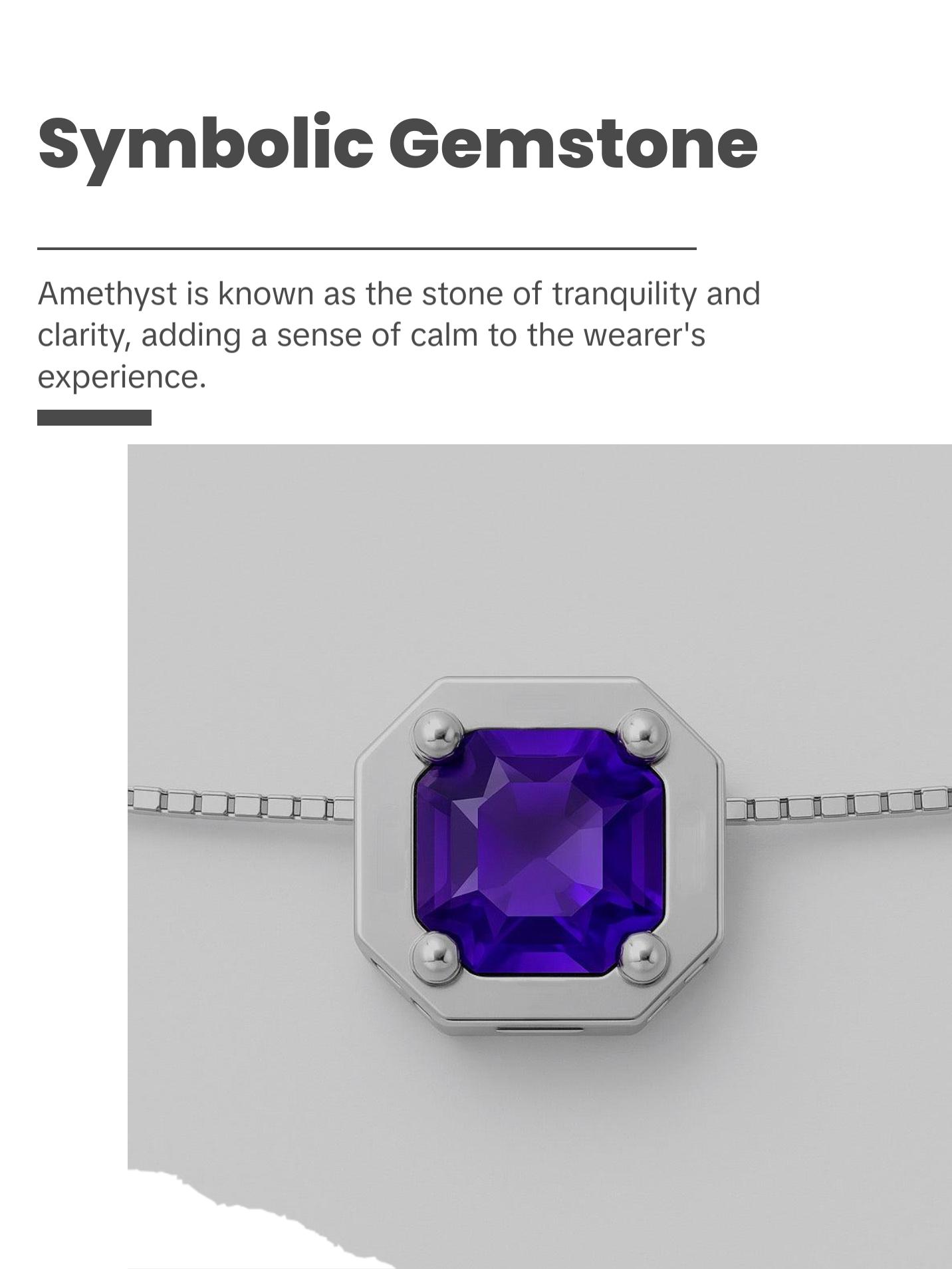 Octagonal Amethyst Pendant Necklace in Sterling Silver