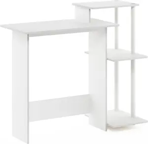 Furinno Efficient Computer Desk, 15.6 (D) x 39.6 (W) x 33.6 (H) inches, White/White