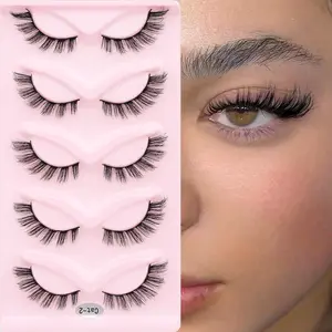 Wispy Fluffy Faux Cluster Lashes Strip Lashes, Lengthening & Volumizing Faux Lashes for Women & Girls Eye Makeup Enhancement, Summer Makeup, Eyelashes