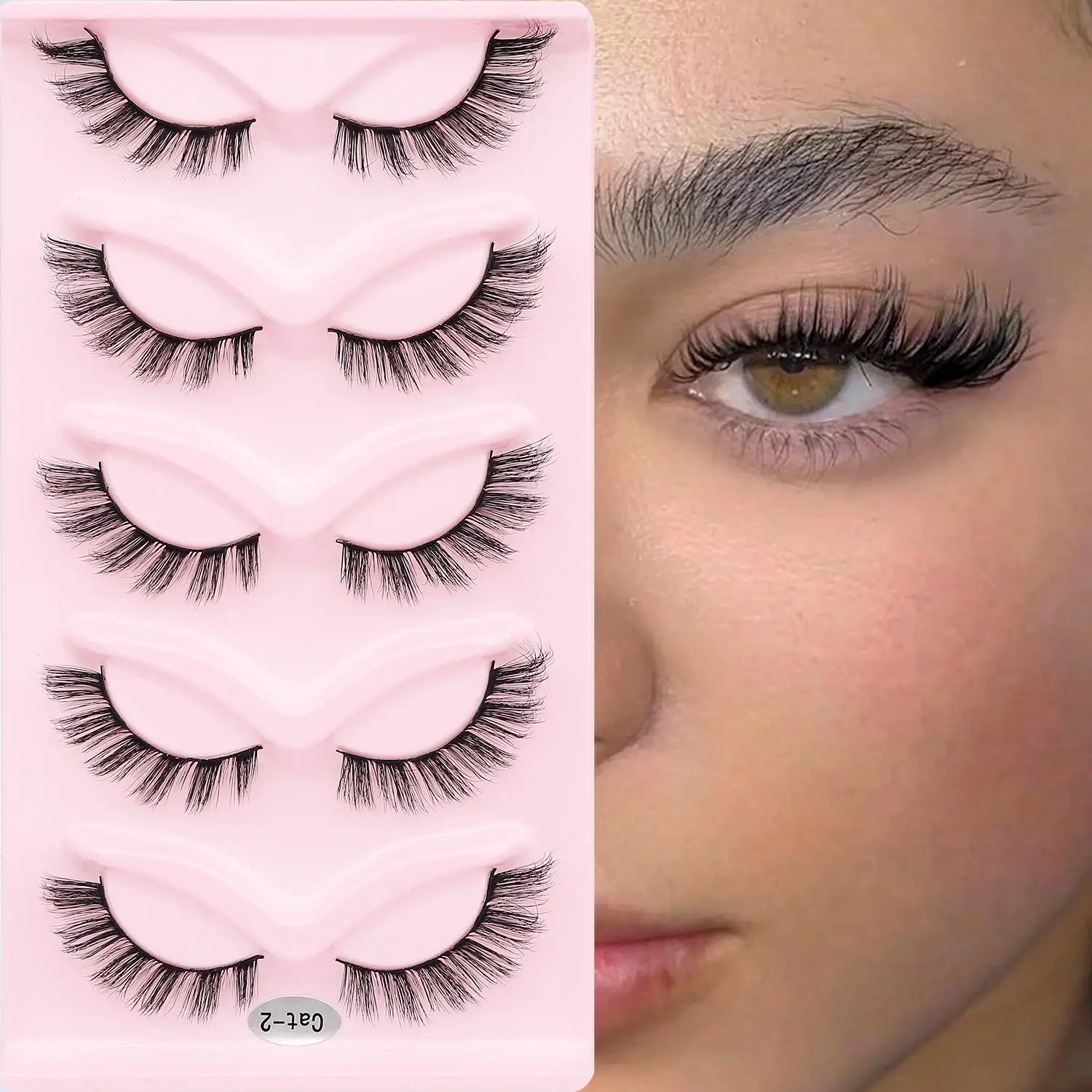 Wispy Faux Cluster Lashes Strip Lashes, Lengthening & Volumizing Faux Lashes for Women & Girls Eye Makeup Enhancement, Summer Makeup