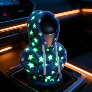 Car Gear Shifter Shift Knob Hoodie Cover Star Glow in The Dark Universal Funny Mini Automotive Interior Accessories for Gearshift, Blue