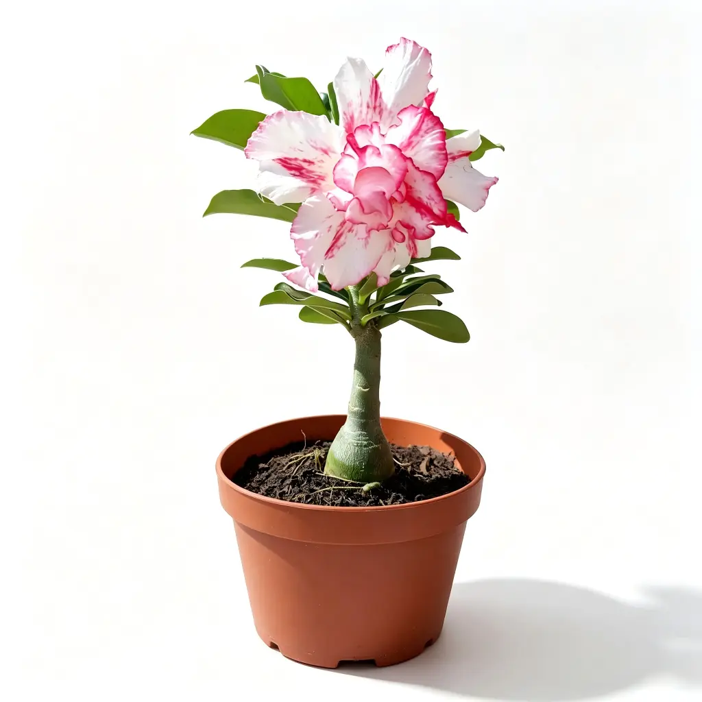Ornamental Desert Rose Adenium Obesum Caudex Starter Succulent Live Plant, Bloom Producing Houseplant for Patio, Balcony & Garden Use