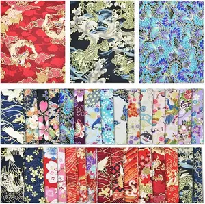 30Pcs 8 x 10 Inch Fat Quarters Cotton Fabric Bundle Squares Patchwork, Japanese Style Printed Cotton Wrapping Cloth Quilting Fabric Bundles for DIY Patchwork Sewing