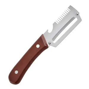 Multi-Functional Vegetable Peeler Home Durable Wooden Handle Peeler Onion Peeler Tool with Bottle Opener for Kitchen Outdoor Restaurant