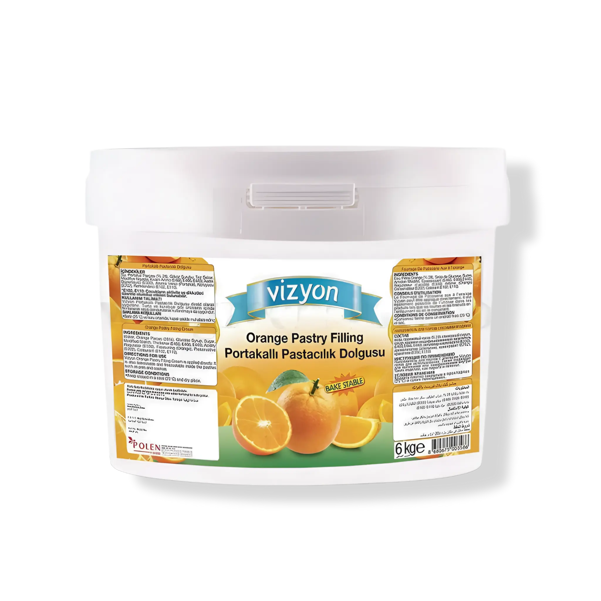 Vizyon Bake-Stable Orange Pastry Filling (13.23 lbs / 6 kg) - Ready-to-Use