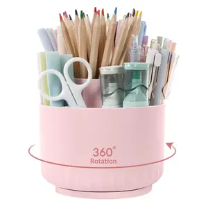 SKYDUE 360 Degree Rotating Desk Organizer, Dual-Purpose Pencil Pen Holder for Desk, Rotating Pencil Cup with Stickers, Office Supplies, Desk Decor for Office, School, Home