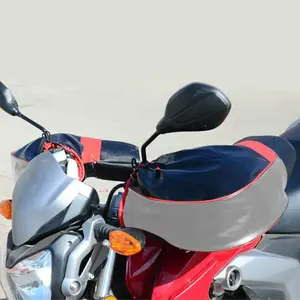 Motorcycle Handlebar Gloves with Stitching, Artificial Leather Lining, Buckle Closure, Winter Riding for Electric Bikes