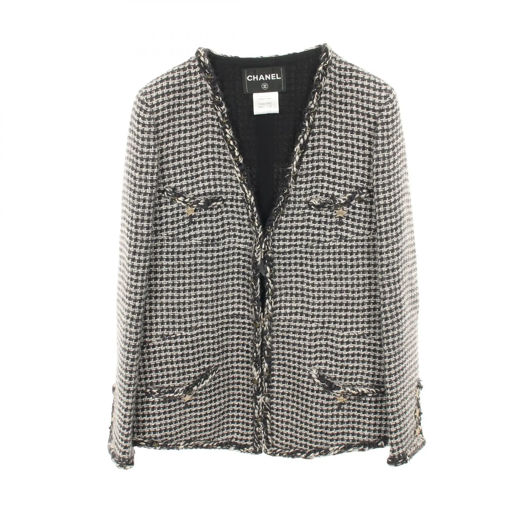 Pre-owned CHANEL Tweed Small Leather Goods Coco Mark Button Mohair Jacket