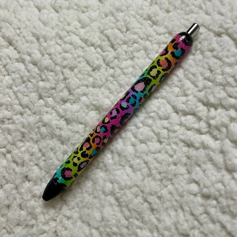 Bright Rainbow Cheetah Pen, Rainbow Spotted Gel Pen, Handmade
