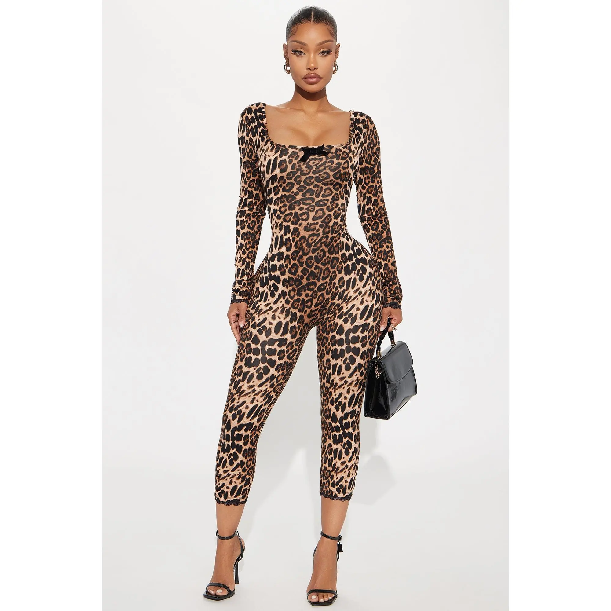 Florentina Leopard Capri Jumpsuit - Brown/combo
