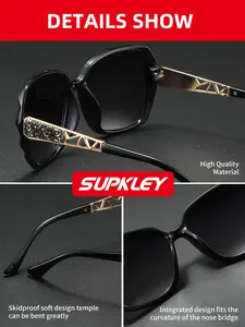 Supkley Fashion Trendy Square Sunglasses, Uv400 Protection, Luxury and Frame, Polarized Lens, Casual Style for Outdoor, Fashionable Frames Sunglasses