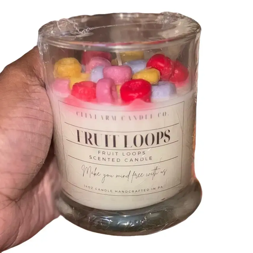 Fruit Loop Scented Candle - Poured in Decorative Glass Jar