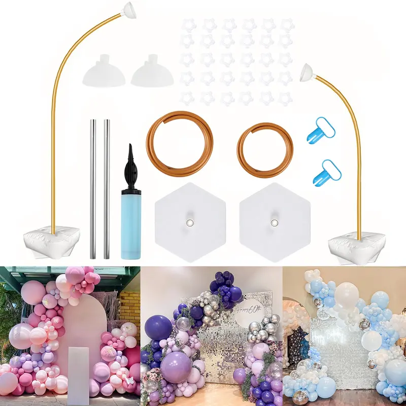 Balloon Arch Kit 7.22FT & 4.92FT,Free Bending Half Balloon Arch Stand with Base,Floor Gold Balloon Arch Frame Backdrop for Wedding Birthday Party Baby Shower Yard Lawn Home Christmas Decorations