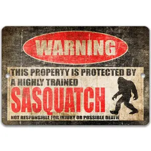 Sasquatch Metal Warning Sign
