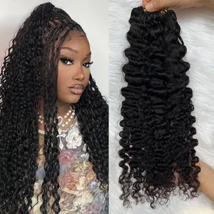 Crochet Hair Feather Human Super Wave Bundles Miracle Knots Deep Wave Curly Crochet Hair Braids Locs Braiding Pre-Separated Durable String