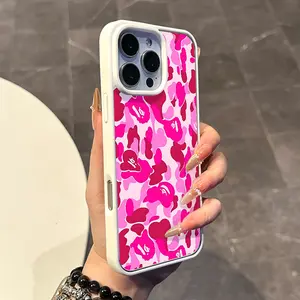 Magnetic Compatible Case for iPhone 17 16 E Pro Max 15 Plus 14 13 12 11 XS XR, Coquette Pink Camo with Logo Style | Trendy, Silicone, Lightweight, Shockproof, and Girly Protection