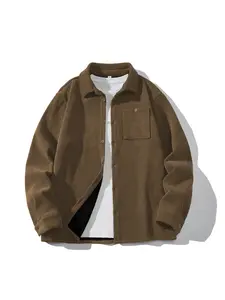 Men's Corduroy Long Sleeve Fleece Shirt, Fall & Winter Casual Business Wear, Loose Fit Fashion Design, Multiple Colors Available