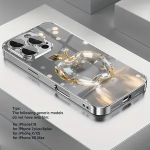 Exquisite Luxury Shiny Transparent Crystal Apple Print Pattern Electroplated TPU Phone Case with Lens Protection for iPhone 16/16Pro/16ProMax/16Plus/16e/15/15Plus/15Pro/15ProMax, 14/14Plus/14Pro/14ProMax, 13/13Pro/13ProMax, 12/12Pro/12ProMax, 11/11Pro/11P