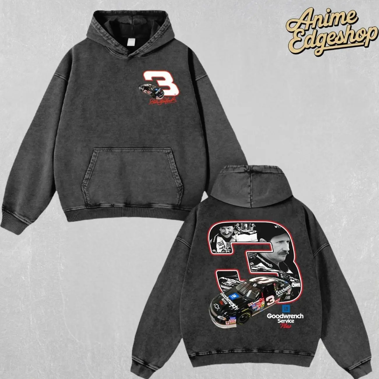 Retro Vintage Dale Earnhardt NASCAR Washed Hoodie | Oversized Heavy Cotton Racing Streetwear Sweatshirt | Cool Unisex Gift for Him, Her & Car Fans | Classic No.3 Goodwrench Graphic Top, Halloween gift  ECS