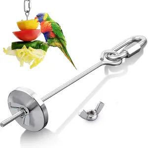 Stainless Steel Hanging Feeding Fork for Parrots and Small Birds, Durable Cage Accessory, Perfect for Fruit and Vegetable Snacks, Animal Bird Feeder, Bird Feeding Station