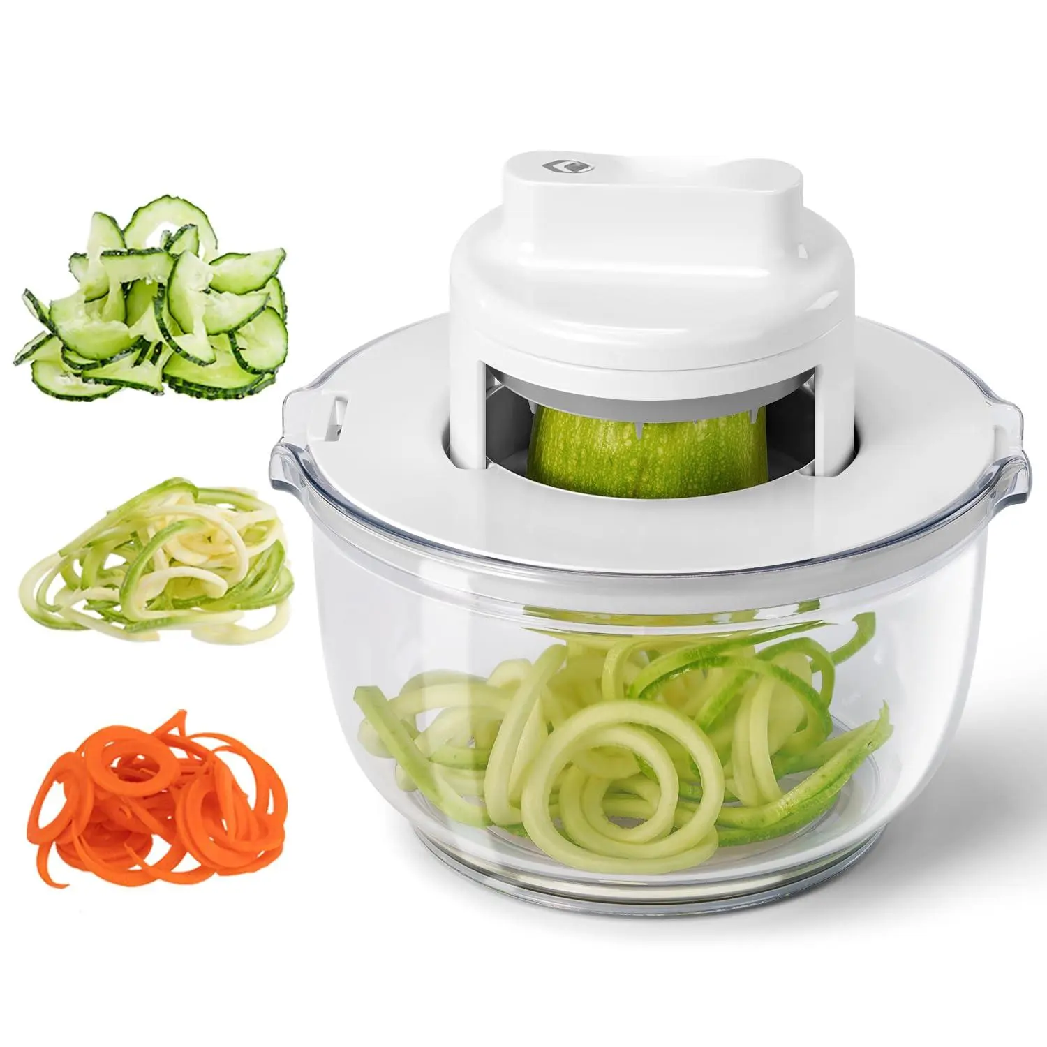 Vegetable Spiralizer & Zucchini Noodle Maker - 3 In 1 Adjustable Spiral Slicer With Plastic Clear Bowl  Effortless For Cucumber Potato Carrot