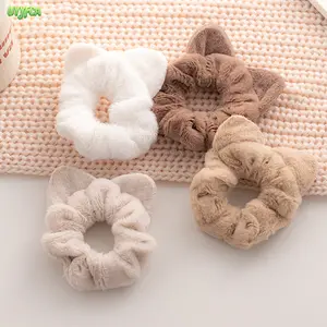 4 PACK Cute Plush Cat Ear Design Hair Tie, Soft Fluffy Elastic Ponytail Holders, Cute Kawaii Style Hair Ties, Stretchy Gentle On Hair, Multiple Neutral Colors, Fits All Hair Types, Ideal for Daily Wear, Casual Outings, Cosplay And Cat Lover Gifts