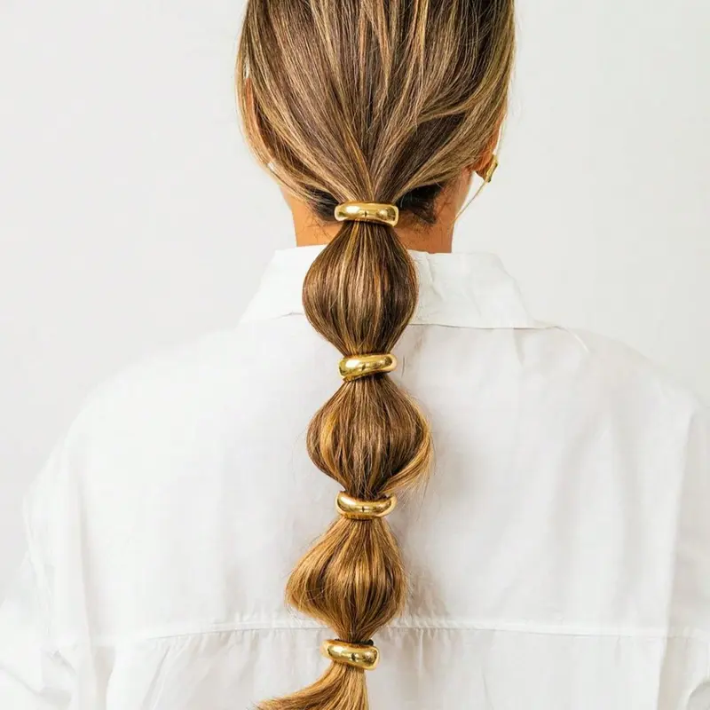 Women's Elegant Metal Hair Ties, Minimalist Headwear Suitable for Thick Hair, Fashion Hair Accessories for Party, Daily Clothing Decor, Elastic Hair Accessory