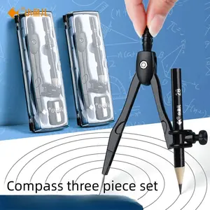 Professional Drawing Compass with Pencil, Adjustable Geometry Math Tool, Durable Metal Needle, Anti-Slip Handle, Clear Storage Case, School & Office Use