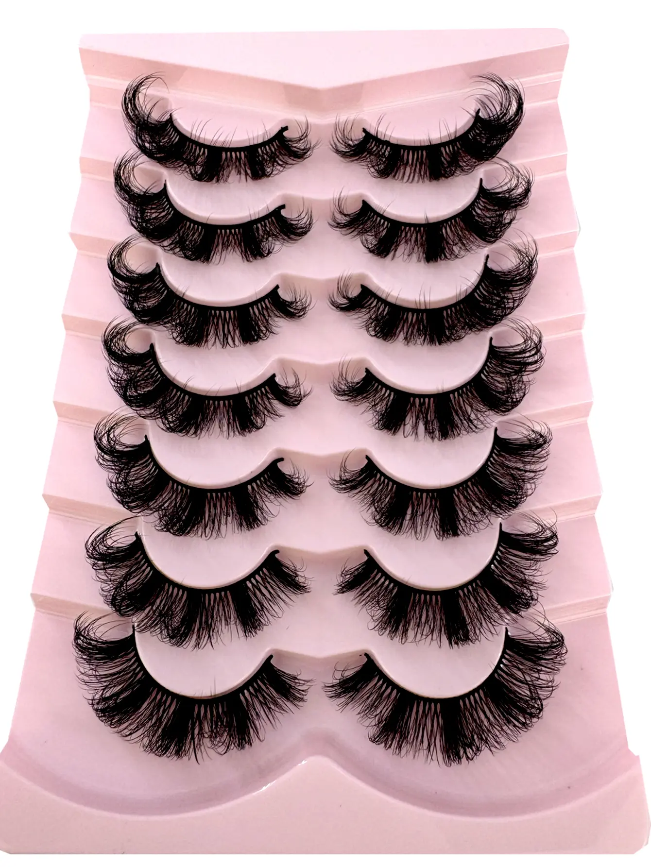New 7 pairs False Eyelashes Cat Eye Fluffy Faux Mink Lashes Wispy Lashes Dramatic Long Thick Volume Mink False Eyelashes Makeup