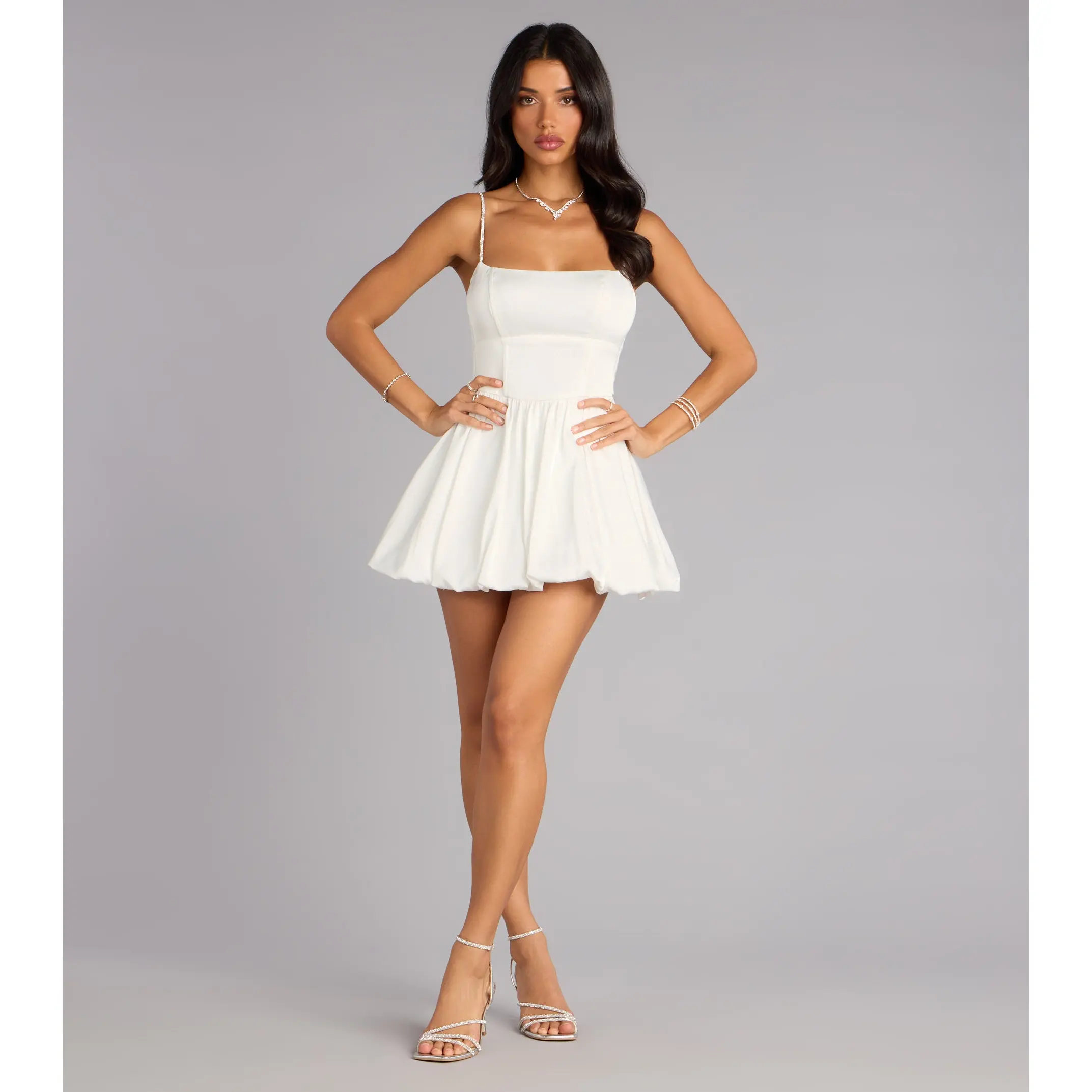 Malinda Satin Rhinestone A-Line Bubble Dress - TikTok Shop Malinda Satin Rhinestone A-Line Bubble Dress - TikTok Shop