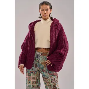 COZY CROCHET HOODED CARDIGAN