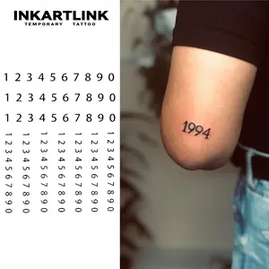 INKARTLINK [2 Sheets] Numbers 0-9 Temporary Tattoos, Birth Year & Special Dates Fake Tattoo Stickers, Minimalist DIY Waterproof Body Art