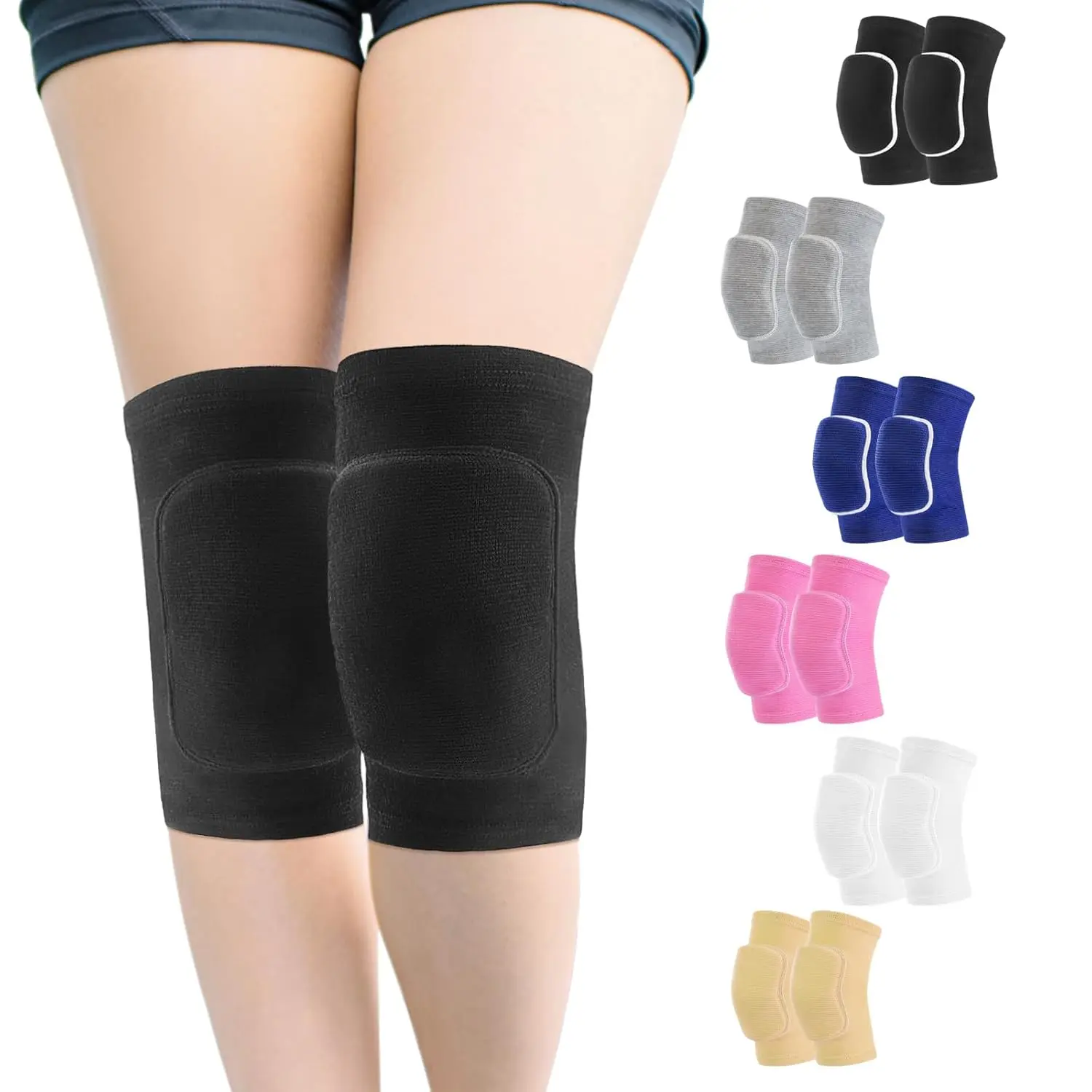 Foam Padded Knee Pads for Men & Women - Elastic Wrestling & Volleyball Training Equipment to Reduce Collision Damage, Youth, Volleyballs, Shock Absorbers, Pole Dancing, Skating, Adults, Children, Secure Fit, Multi-Sports, Elastic Fabric, Foam Sponge