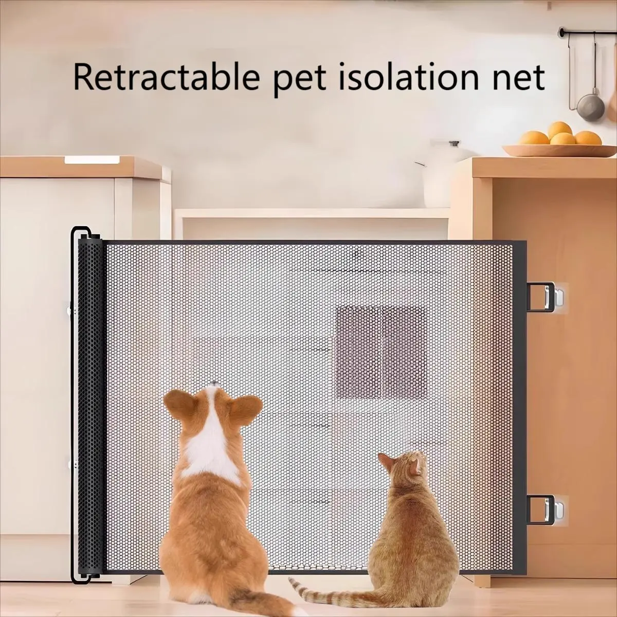 Tool-free Expandable Retractable Pet Gate - Matte Durable Fabric Mesh, Indoor/Outdoor Safe, 78cm Width 130cm Length, Immediate Installation, Space-Saving Home Accessory for Hallways, Stairs, Cats, Safe And Retractable