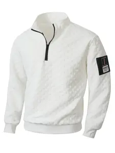 Men's autumn and winter waffle half-zip hoodie, soft and comfortable to the touch, with a light functional casual style on the sleeves, suitable daily commuting, casual socializing, layering and other scenarios, new autumn and winter men's hoodie.