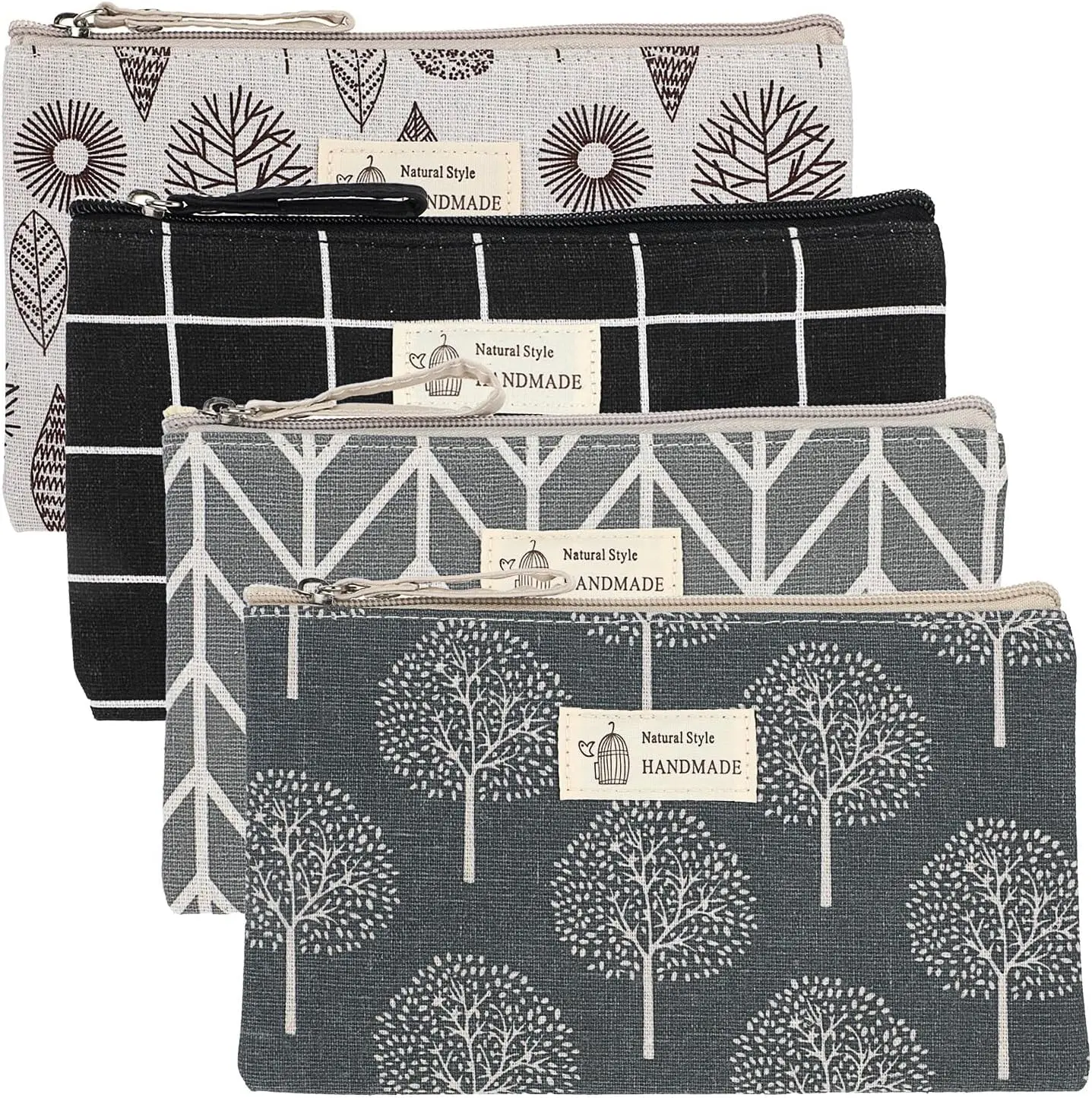 4 Pcs Women Funny Makeup Bag Cute Cosmetic Bag Pouch for Purse Toiletry Bag Makeup Bags with Zipper Multi-Functional Travel Pouch for Women Girls Vacation Travel Toiletry Bag, 4 Styles (Arrow, Plaid, Tree, Leave, Small) - Home Improvement