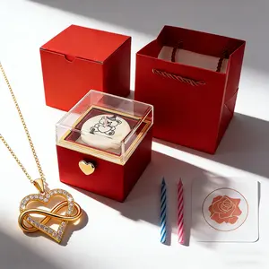 Birthday Gifts Infinity Heart Necklace Included With Rotating Jewelry Box, Pop-Up Surprise Gift Box,Best Gift for Girlfriend Mother Wife Sister