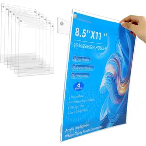 Sign Holder 8.5 x 11 Wall Mount, Adhesive &   - Vertical or Horizontal Mount for Office, Classroom, Retail Displays  Glass, Doors, , or Other Smooth Surfaces