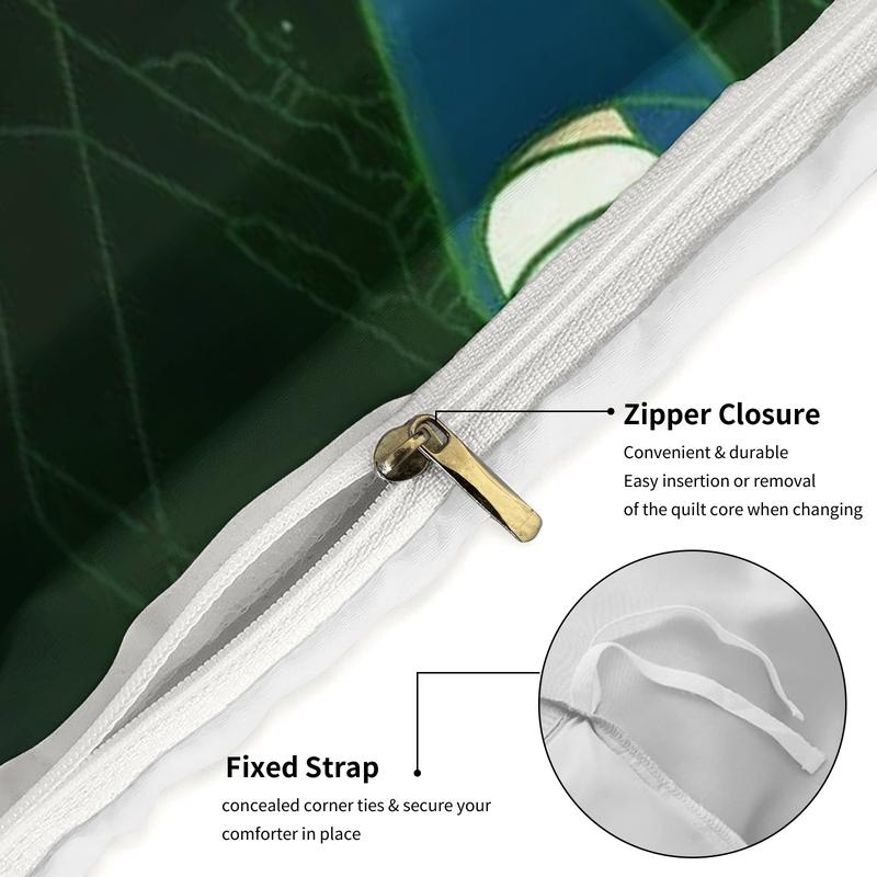 Rick and Morty Portal Jump Duvet Cover Set, 2/3-Piece (1 Duvet Cover + 1-2 Pillowcases) Soft Microfiber Bedding, Green Portal Design – Perfect Gift for Rick and Morty Fans