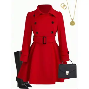 Plus Size Belted Jacket Coat for New Year, Stylish Dual Button Design, Perfect for Festive Wear, Comfortable Fit