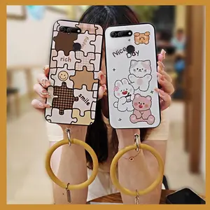 Creative Personality Phone Case For Huawei Honor V20 Waterproof Ring Protective Funny Anti-knock heat dissipation Cartoon Cute Youth Soft Case Solid Color Bracelet Back Cover