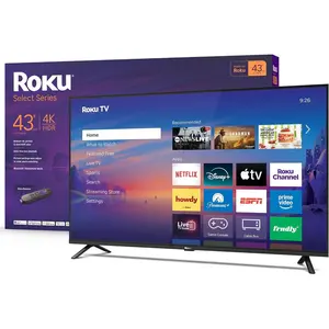Roku 2026 43-Inch Select Series 4K HDR Flat Screen LED Smart TV - Voice Remote, Wi-Fi Streaming, Bluetooth Headphone Mode, Live Local News/Sports/Movies